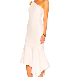 Dulcina One-shoulder Handkerchief-hem Midi. Size 0